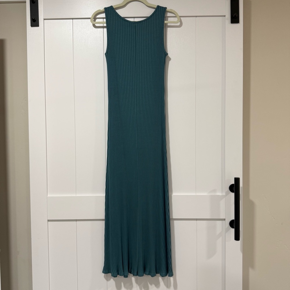 ✨ Amour Vert Dress Teal Maxi Fitted Ribbed Stretch Cotton Size XS ✨ - Picture 4 of 9